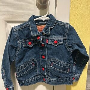 Levi's Kids Dark Blue Denim Jacket with Red Accents - vintage/y2k
